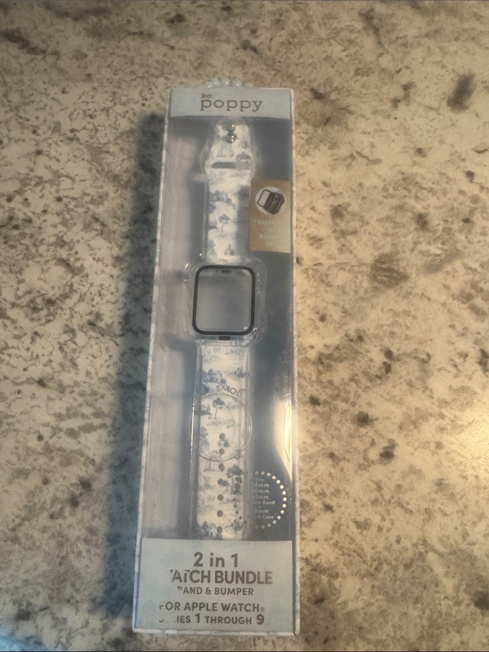 New Poppy 2-in-1 White and Blue Floral Apple Watch Band & Bumper